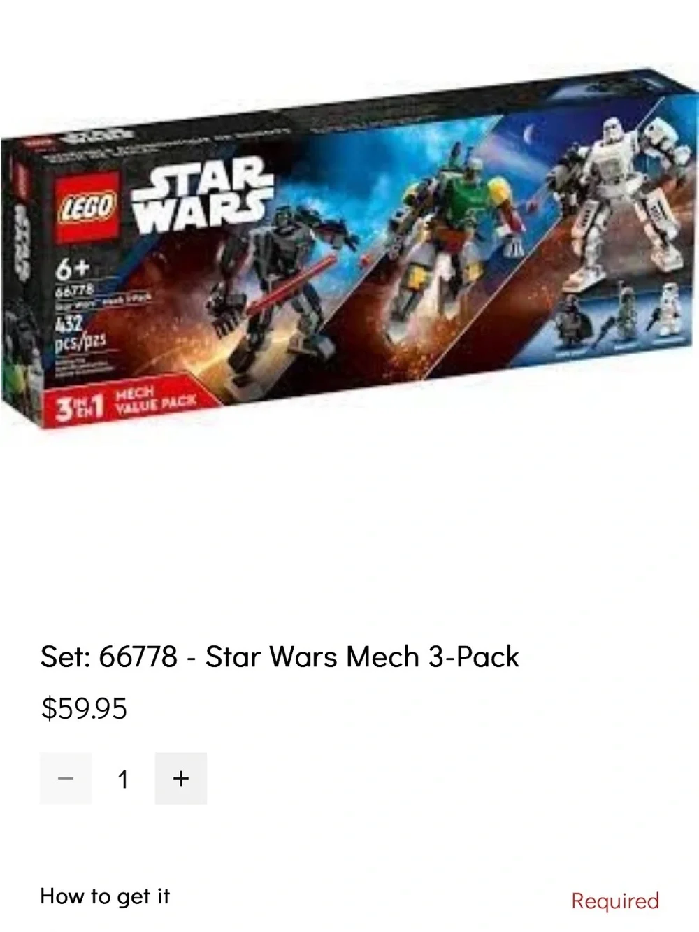 Lego Set: 66778 - Star Wars Mech 3-Pack NEW in box